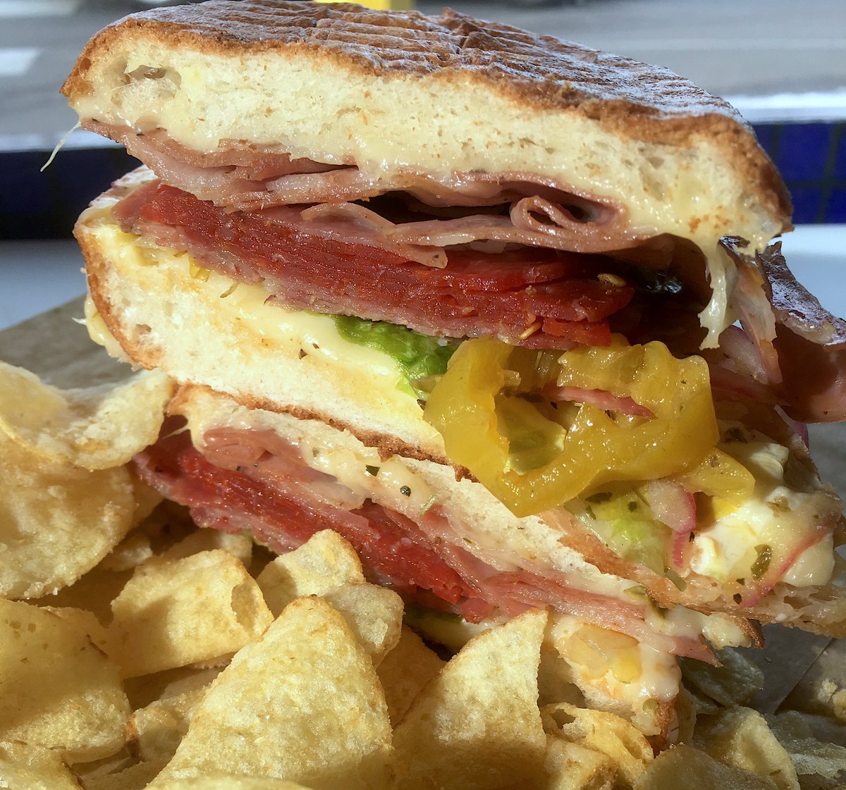 Come on in and meat the Hot Italian! The dreamiest combo of <a href="/RedTableMeatCo/">Red Table Meat Co.</a> mortadella and  hot salami, @usingers pepperoni, Bongards provolone all on <a href="/TheSaltyTart/">Michelle Gayer</a> hoagie roll. Pairs nicely with Prohibition Sicilian kombucha on tap! <a href="/RealKombucha/">Prohibition Kombucha</a> #Sandwich #Lunchtime #kombucha