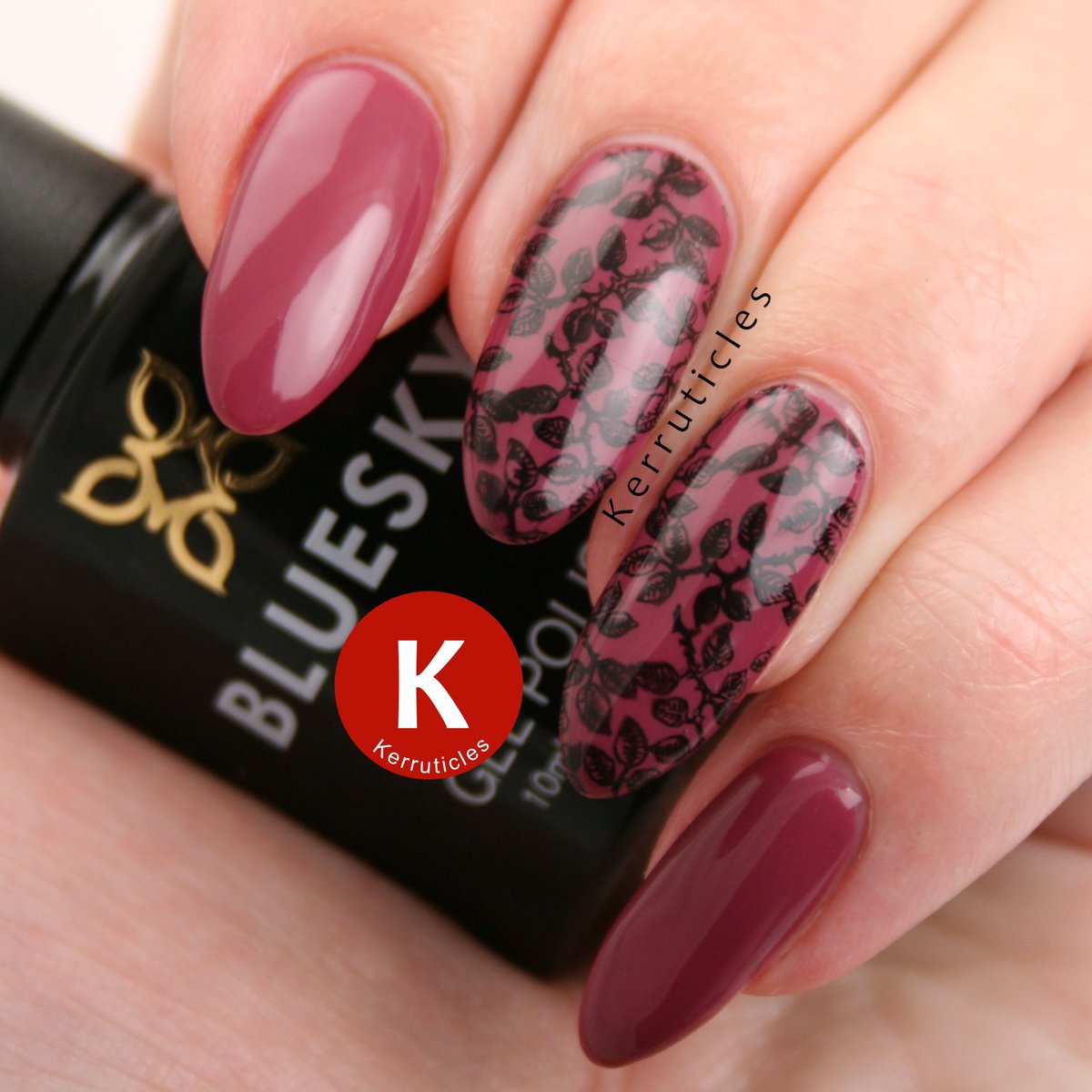 Kerruticles's tweet image. Raspberry with floral stamping using @BlueskyNailsCom Diva Dash &amp;amp; @MoYouNails stamping plate 487  ckerr.net/2I5o6Ur #nailart #blueskygel #gelpolish #MoYouNails #stamping