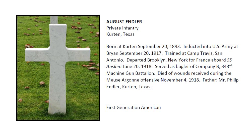 BrazosCoWWI's tweet photo. #OTD in 1918 August Endler made the ultimate sacrifice in defending freedom. #WWIGoldStar https://t.co/hFiH1hcMsr