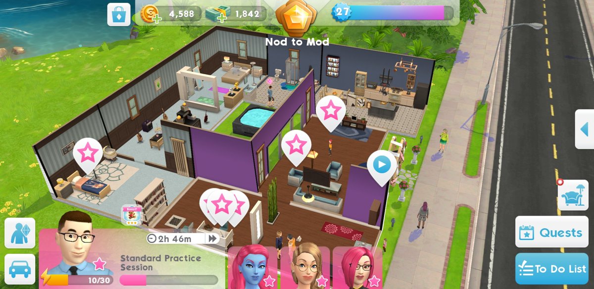 My dream home is finally done! I've always wanted a central courtyard with a pool, and the hot tub is just perfect for it!