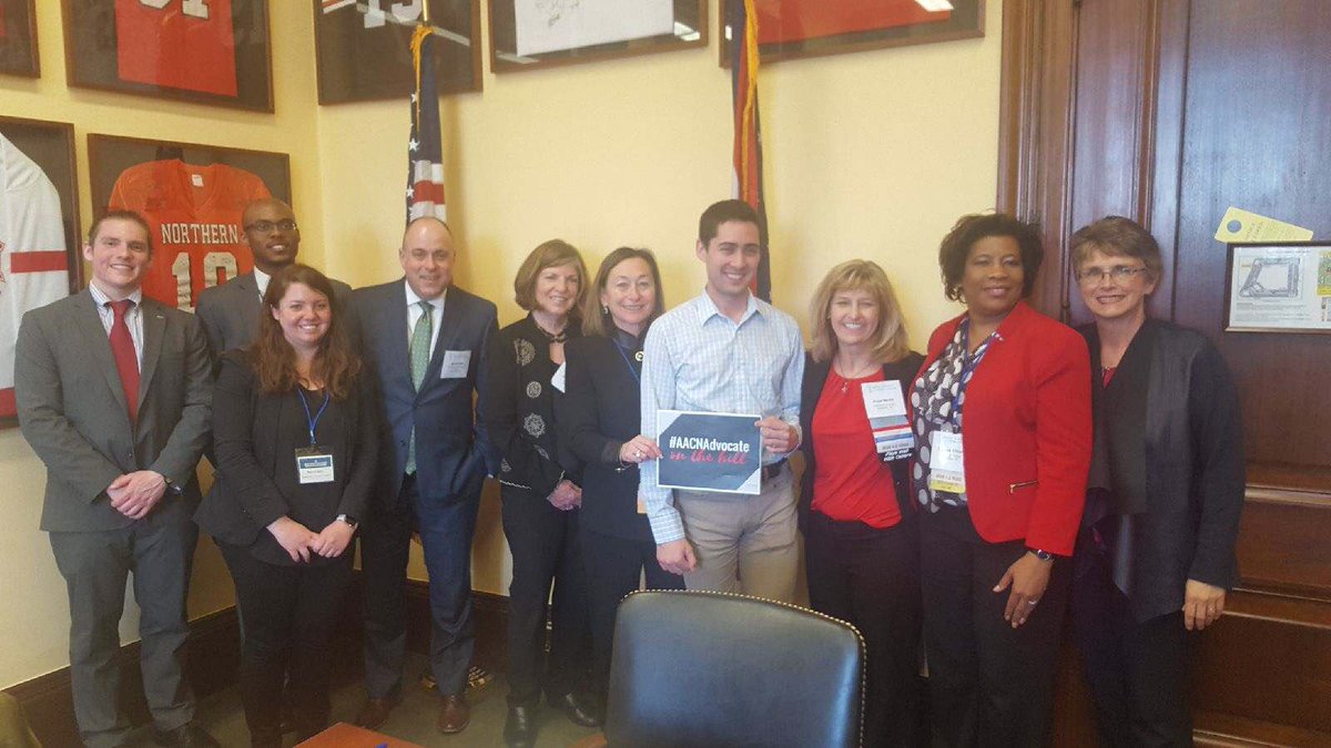 AUCONHS's tweet photo. Dean Grund with Ohio deans and students at Capitol Hill visits for @AACNAdvocacy day. Sharing about Title VIII needs, NINR needs, Addiction services, and Gun control research needs at Senator Pittman’s Office! https://t.co/nqSknCtLlm
