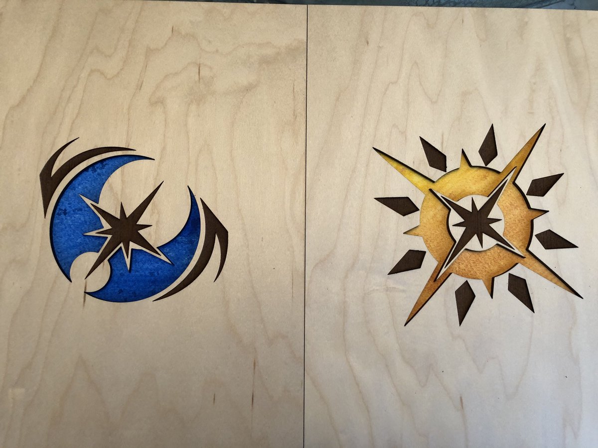 karpatite's tweet image. Got tired of the cover curling, so it was time to use lasers to fix #WhatMadeThis #glowforge #pokemon