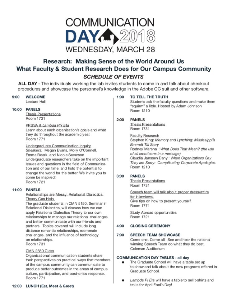 EIUCommDay's tweet photo. It’s almost time! ⏰ Here’s the #eiucommday18 schedule! https://t.co/pkzPA7r4Dj