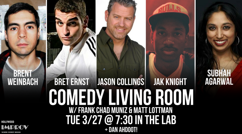 .<a href="/comedylivinroom/">Comedy Living Room</a> is back in #TheLab TMRW w/ <a href="/FrankMuni/">Frank Muni</a> Matt Lottman <a href="/BrentWeinbach/">Brent Weinbach</a> <a href="/BretErnst/">Bret Ernst</a> <a href="/jasoncollings/">Jason Collings</a> @ItsJakKnight <a href="/Subhah/">Subha Halder</a>! Don't miss it! 🎟️🎟️bit.ly/2Gu9EIt