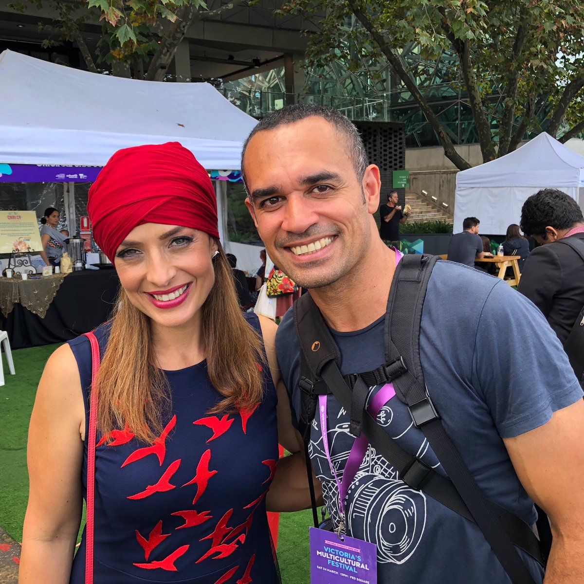 Stole a moment w/ @HelenKapalos @multiculturevic festival at #federationsquare on the weekend.