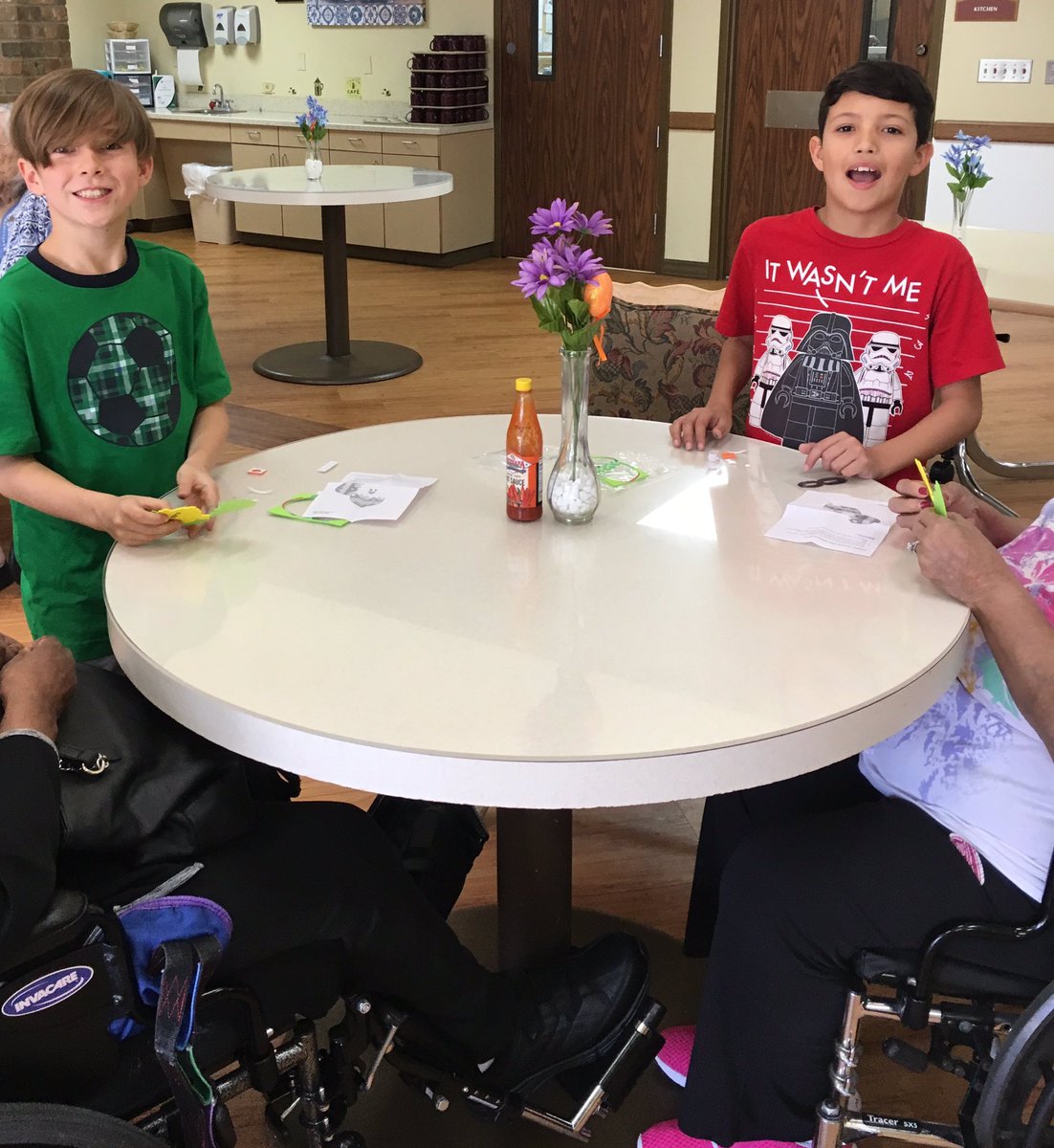 Navarro 3rd grade Student Council making Easter chicks with residents at the Nursing Home! Way to go Navarro students for a great community service project!! #NavProud #lisdchampions