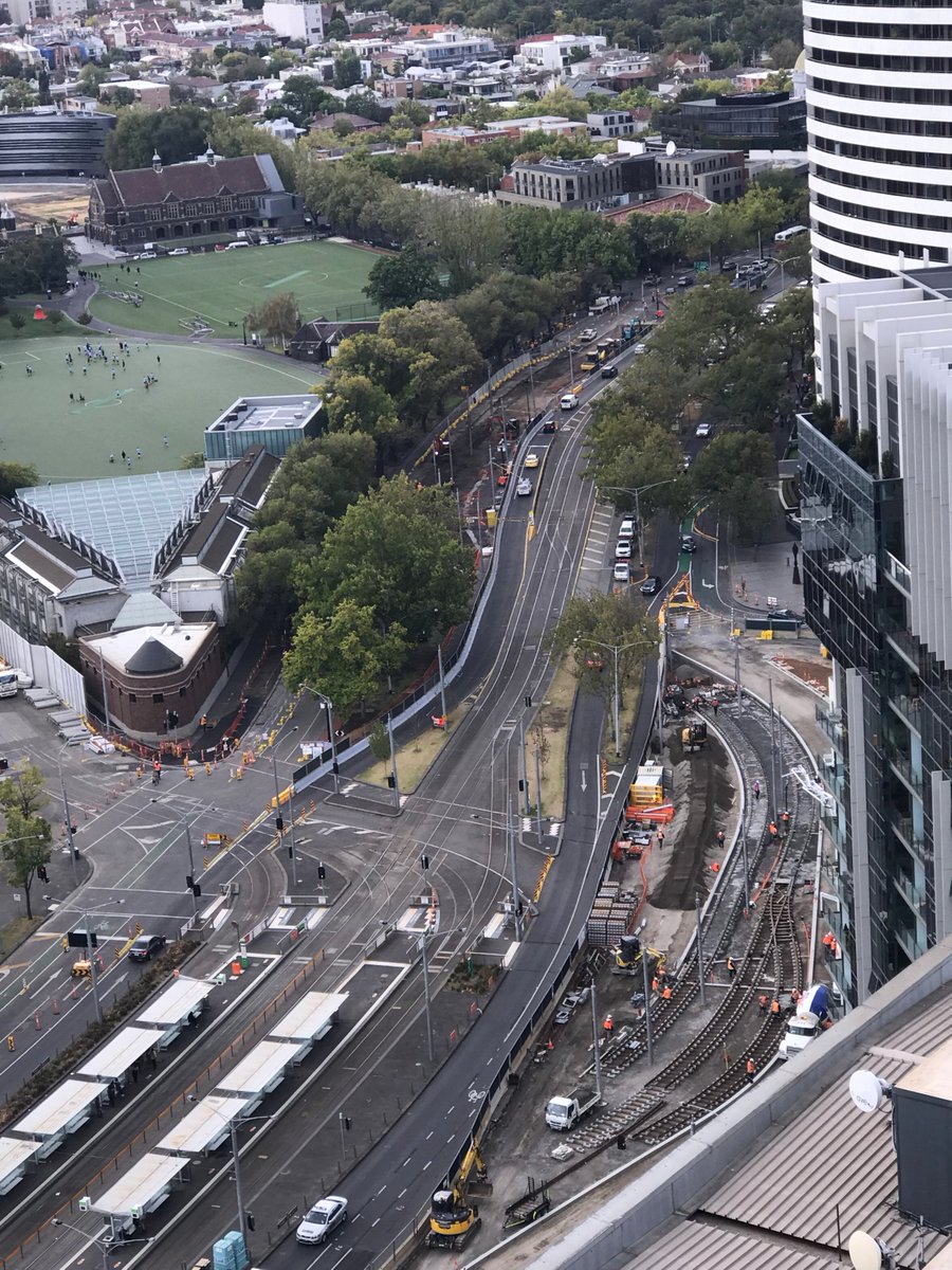 ShrineGateMelb's tweet photo. Look at our once beautiful #StKildaRd boulevard  A perfectly reasonable  option was presented to the @DanielAndrews Gov that would have avoided this + saved $750M of our money They chose #heritage damage +cost Proposal here  https://t.co/6N7CpCPmfJ  #springst #auspol #Melbourne https://t.co/oFoMZALIga
