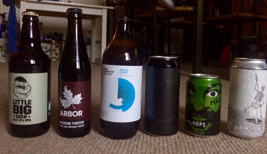 JdJCantalejo's tweet photo. ...my beer necessities properly sorted out thanks to @CorksofCotham #LittleBigBeer by #LittleBigBeer #AmaronePorter by @ArborAles #FreshStart by @GoodChemBrew #Death by @NMBCo #MadnessIPA by @WildBeerCo #DeeperWater by @LHGBrewingco https://t.co/VOCXCSuCzm