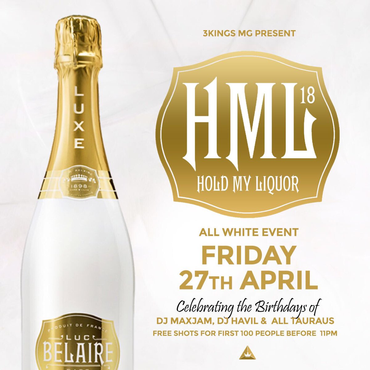 3KingsMG_'s tweet photo. Hold My Liquor Is An Award Winning Upscale Event, 5years Now!
It's Back #HML18 All White.
Tickets Now Available. Link In Bio
🍾🍾 https://t.co/VxNncvlBDD