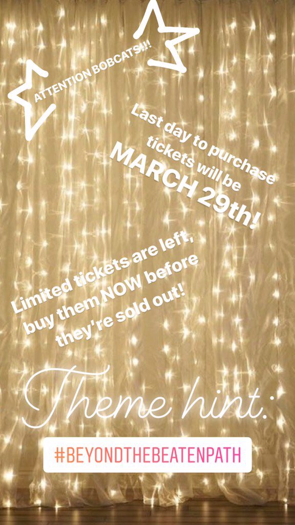 shs_bobcats's tweet photo. This is the last week of prom ticket sales bobcats ‼️ get them while they last!! You will not be able to purchase a ticket AFTER THURSDAY I repeat NOT SELLING FRIDAY! You’re not gonna wanna miss this year’s, it’s one for the books 🕺🏼💃🏼 #BeyondTheBeatenPath https://t.co/7ajOXs5LZs