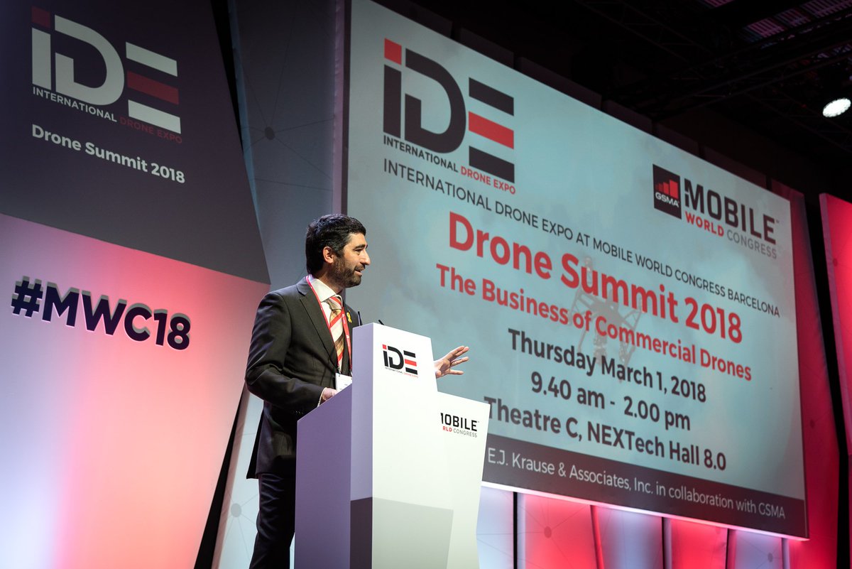 Intdroneexpo's tweet photo. Last month in #Barcelona we had a great time exploring the future of #drone technology at the #DroneZone and #DroneSummit at Mobile World Congress! Presented by @EJ_Krause in collaboration with @GSMA #MWC18 https://t.co/VDcFXQDZOL