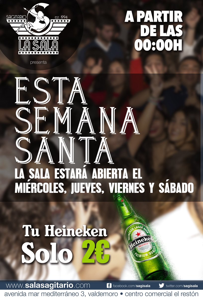 SagiSala's tweet photo. ESTA SEMANA SANTA
Abrimos miércoles, jueves, viernes y sábado Santo.
Tú Heineken por solo 2€
#valdemoro #salasagitario #semanasanta #heineken https://t.co/ku0grmOUWx