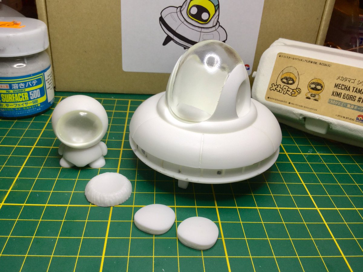 chogokinjawa's tweet photo. WIP in progress: Mecha Tamago UFO-Type by @ibstudio_528. Sanding and prepping completed. Now ready to paint and colorway has been chosen 😊#ibstudio #resinkit #mechatamago #UFO #wonderfestival #wf2018w https://t.co/hdNQveyAIi