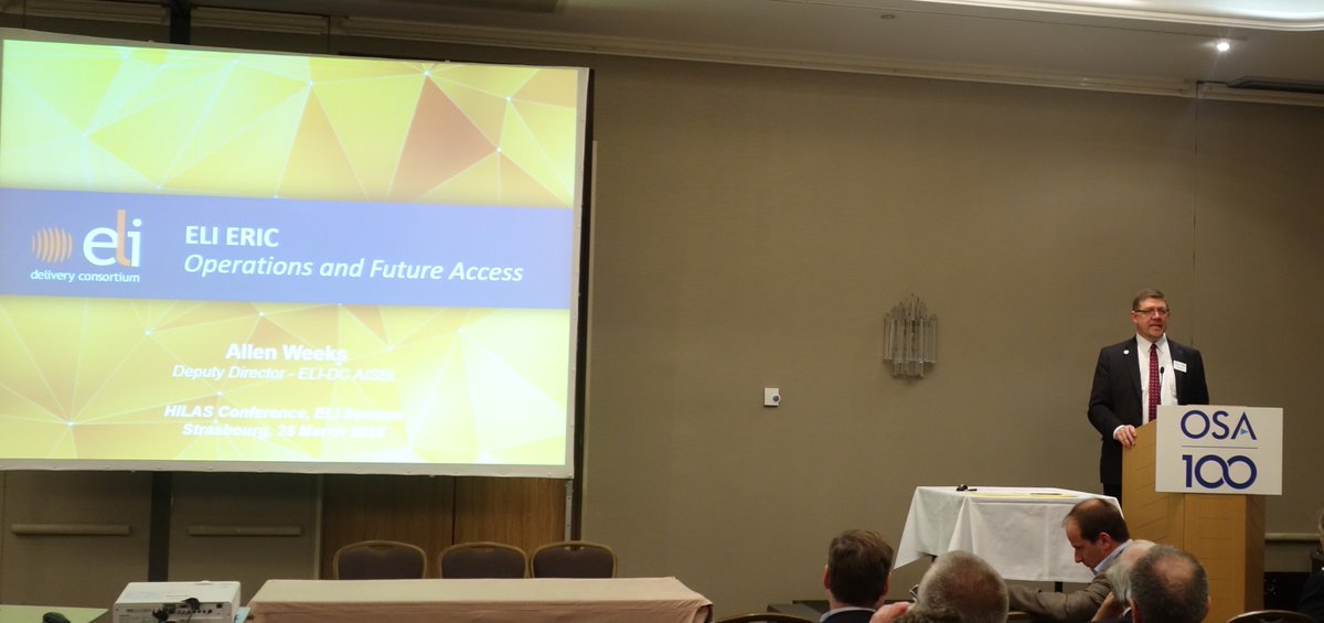 DrGregQuarles's tweet photo. An overview of @OpticalSociety advocacy efforts to highlight global funding in #optics, #photonics, & the #ScienceofLight provided by panel moderator @DrGregQuarles during the Future & Opportunities of the #ExtremeLightInfrastructure panel. #OSAHighBrightnessCongress. @ELI_laser https://t.co/SjJQCscaIh