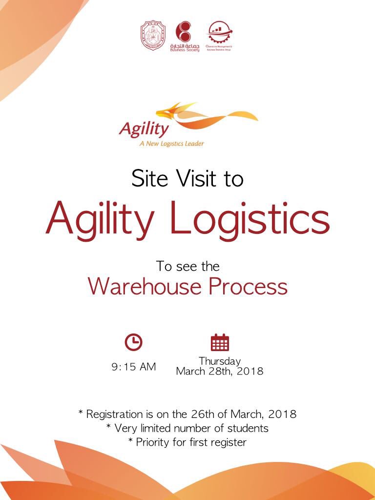 ombs_squ's tweet photo. 🔥🔥رحلة Agility logistics🔥🔥

المقاعد:  محصورة في ١٥ مقعد 
التسجيل : غدا صباحا في مكتب منسقة قسم ادارة العمليات استاذة منيرة 

لحق ما تلحق 👏🏻👏🏻👏🏻
#this_is_operation 
@BsSQU https://t.co/YpjZy2JlHC