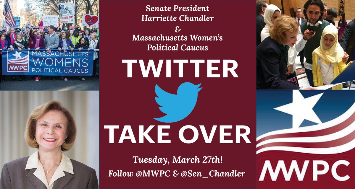 We are so excited to announce that tomorrow, Senate President <a href="/Sen_Chandler/">Harriette Chandler</a> will be taking over our Twitter account to give followers an inside look into a day in her life. #SenChandlerTakeover