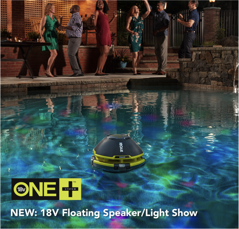 RYOBItoolsusa's tweet photo. Celebrate warmer days with this brand new addition to the ONE+ family! The 18V Floating Speaker/Light Show is available now at @HomeDepot. https://t.co/roDVeuu1vT https://t.co/r2EZXzlZWF