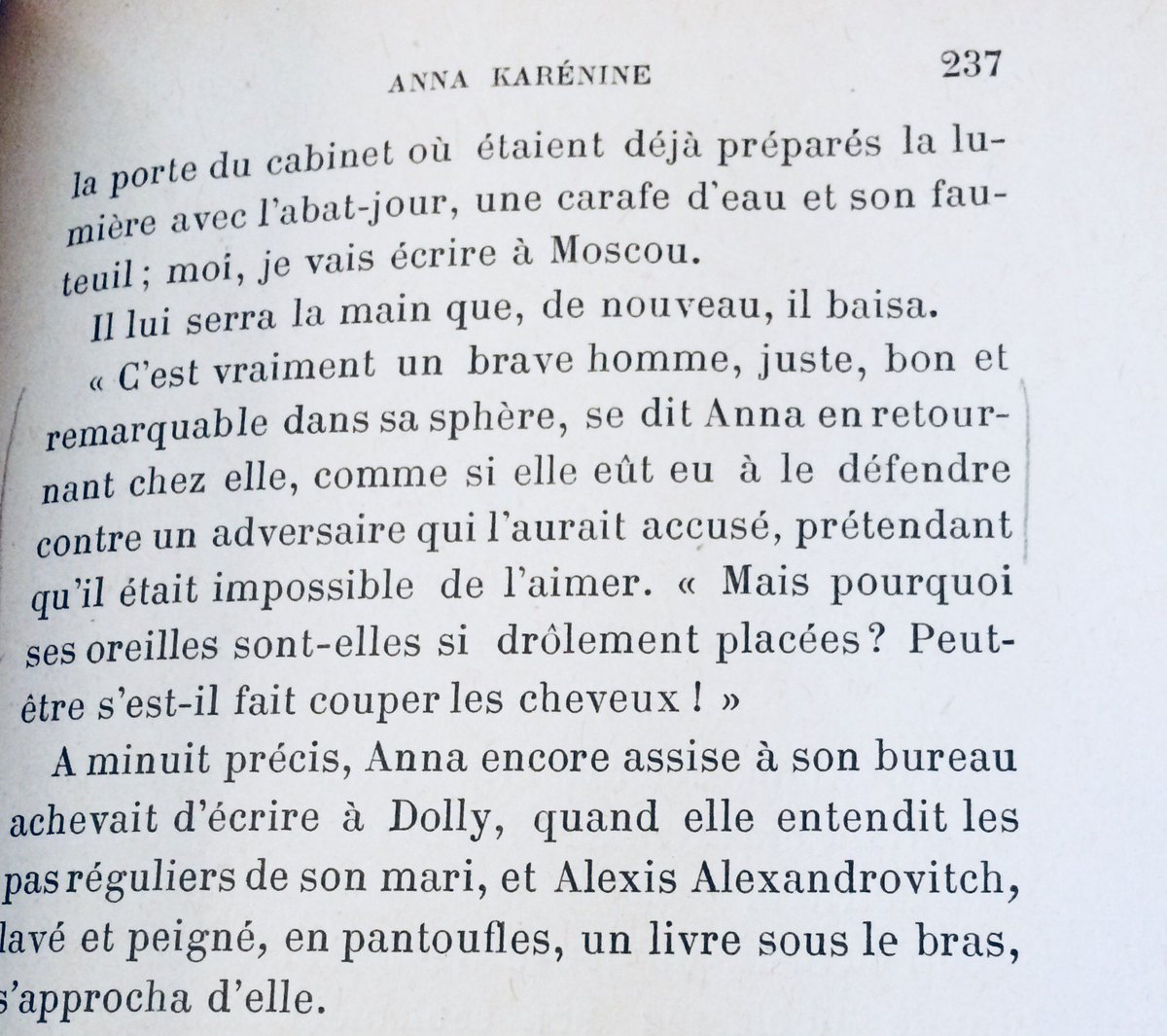 Edith Wharton’s copy of Anna Karenina: she underlined the parts about Karenin’s ears
