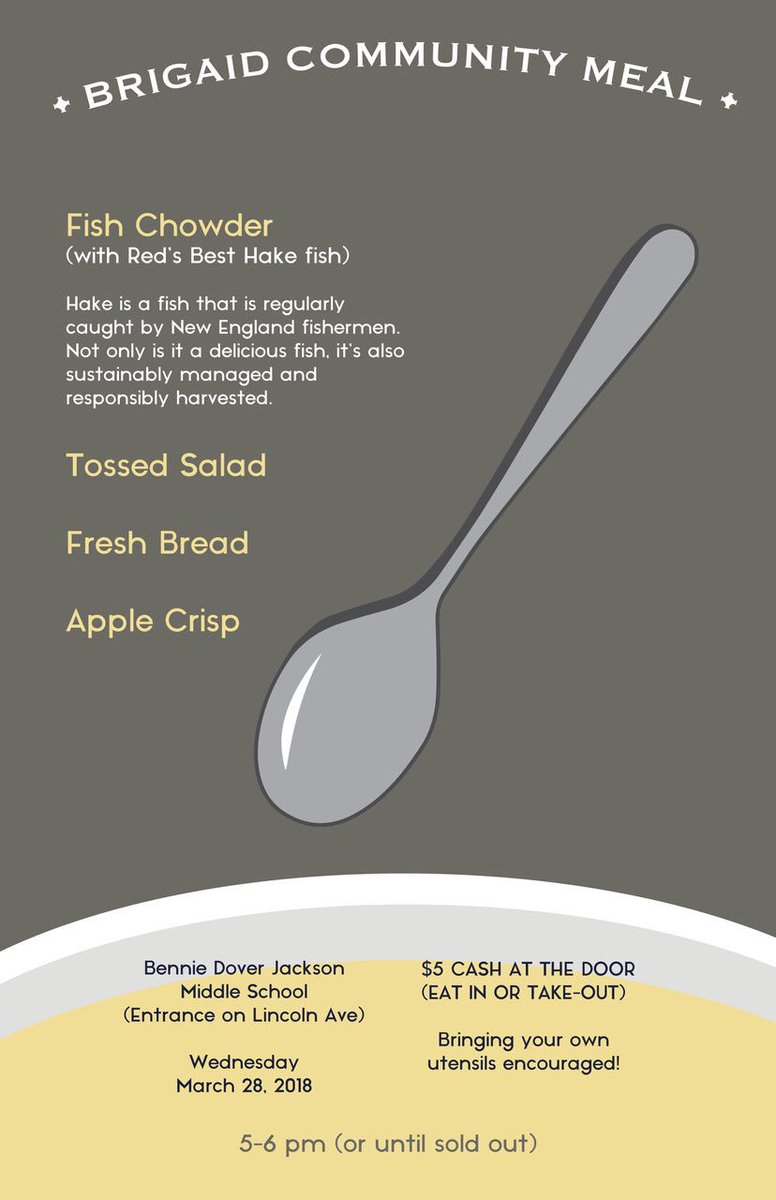 This week's Community Dinner Menu.