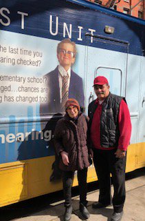 HAFOP's tweet photo. Thanks to the Ctr for Hearing &amp; Communication which brought its van for free personal hearing screenings in February, parked outside the Church of the Holy Trinity at 316 E 88th.  Dedicated volunteers, like Jo Winograd (L)  escorted people to their scheduled appts in the van. https://t.co/w4dqi3Mvim