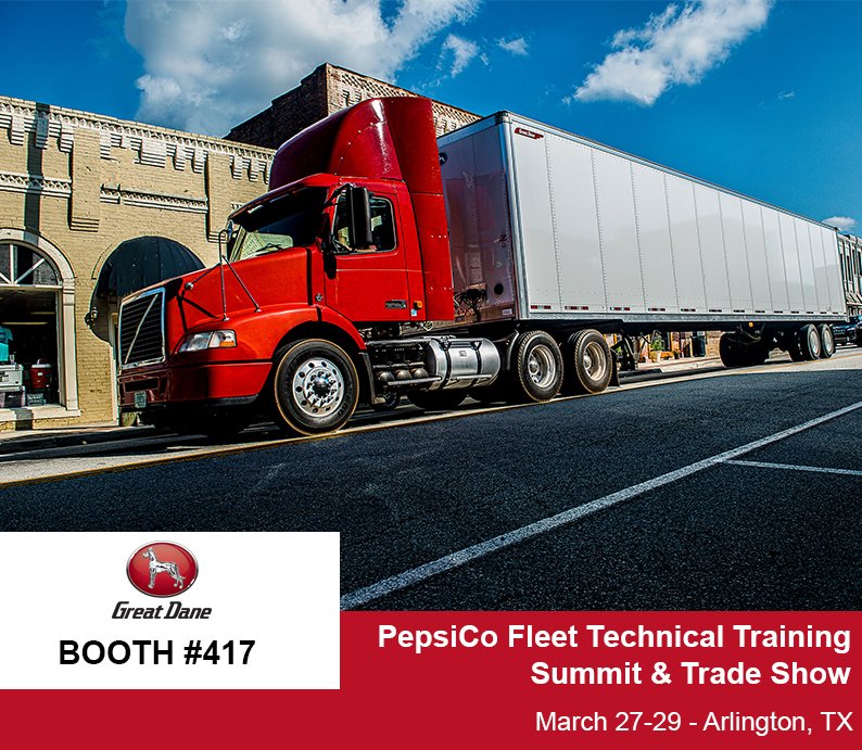 _GreatDane's tweet photo. We're going to be at the PepsiCo Fleet Technical Training Summit &amp; Tradeshow this week! Come visit us in booth #417. #GreatDane #booth417 #InnovationThatMovesYou https://t.co/px4c9cXDFa