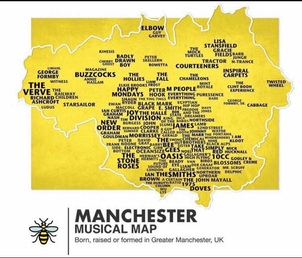 #Manchester Music Map 🌍 

Born, raised or formed in Greater Manchester ❤️ #BuzzinMCR
