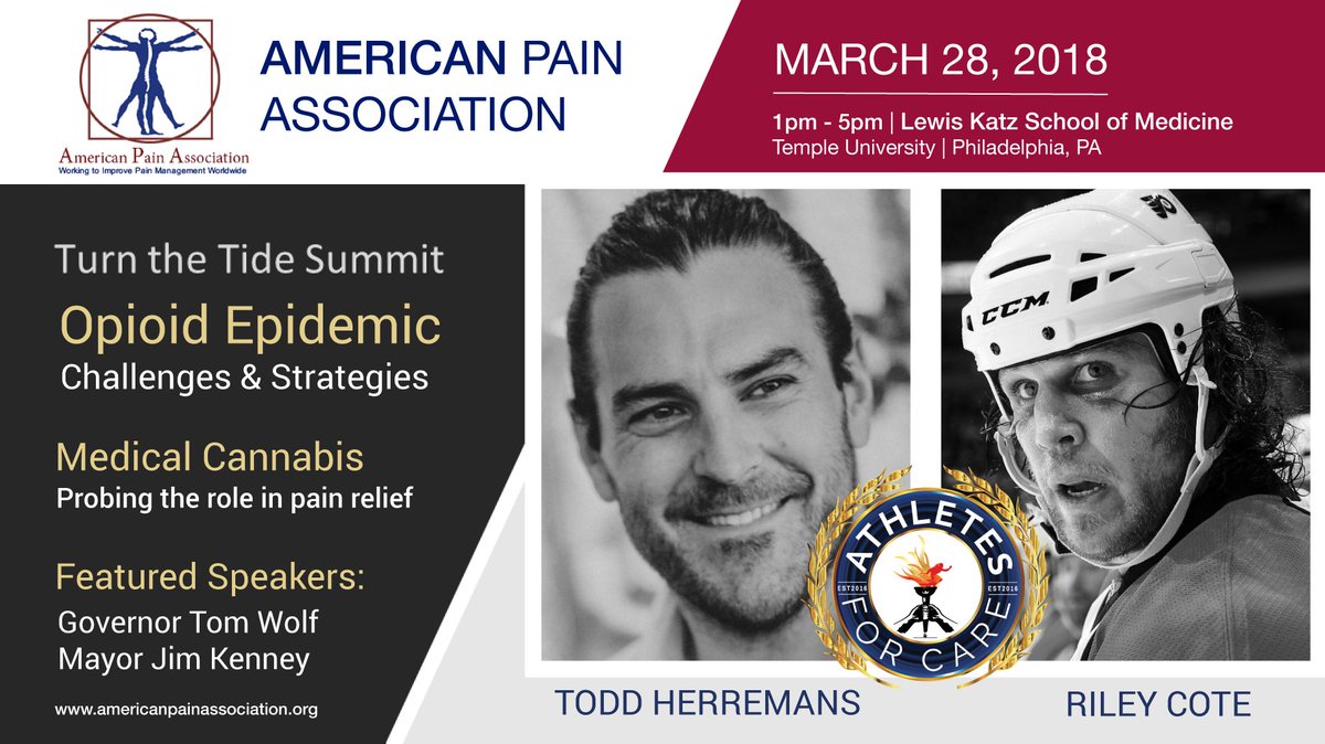 Athletes4CARE's tweet photo. @toddherremans &amp; @rileecoyote will represent #A4C @templemedschool March 28 with @drsanjaygupta @GovernorTomWolf &amp; @MayorKenney to help #TurnTheTide on the #OpioidEpidemic in #Philadelphia @Snideroo @KelleyDetweiler https://t.co/y6Sv7kYLTp