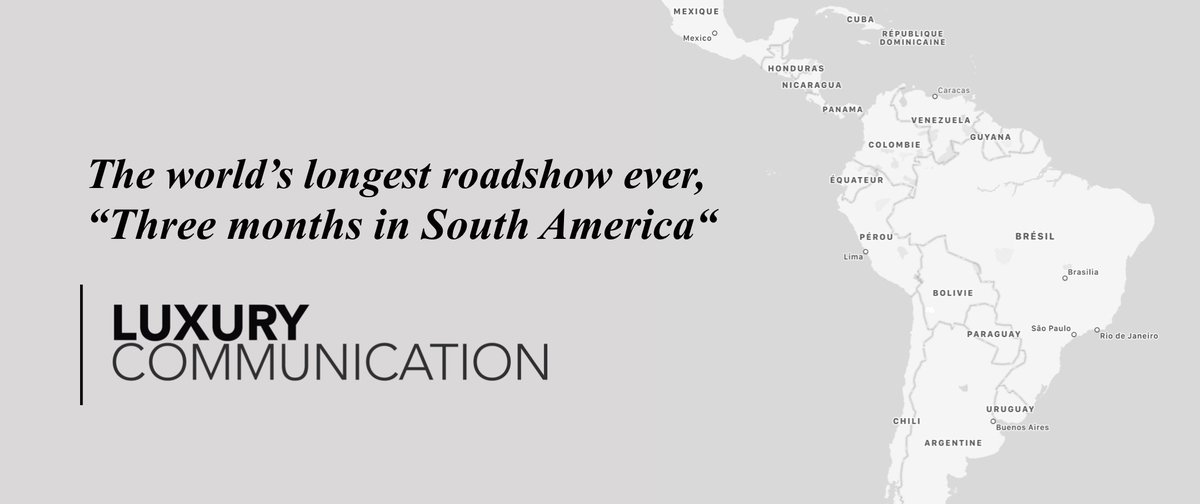 LUXCOM's tweet photo. Today is the first day of the #world’s longest #international #mice #roadshow ever, designed by #AmandineAllaireBonamy and @glampaert - with 100 days, 12 countries and cities in #SouthAmerica 
Details on : https://t.co/ICskAeiJcy
#lifebeautifullyorganised #luxurycommunication https://t.co/3mvBSJYkMd