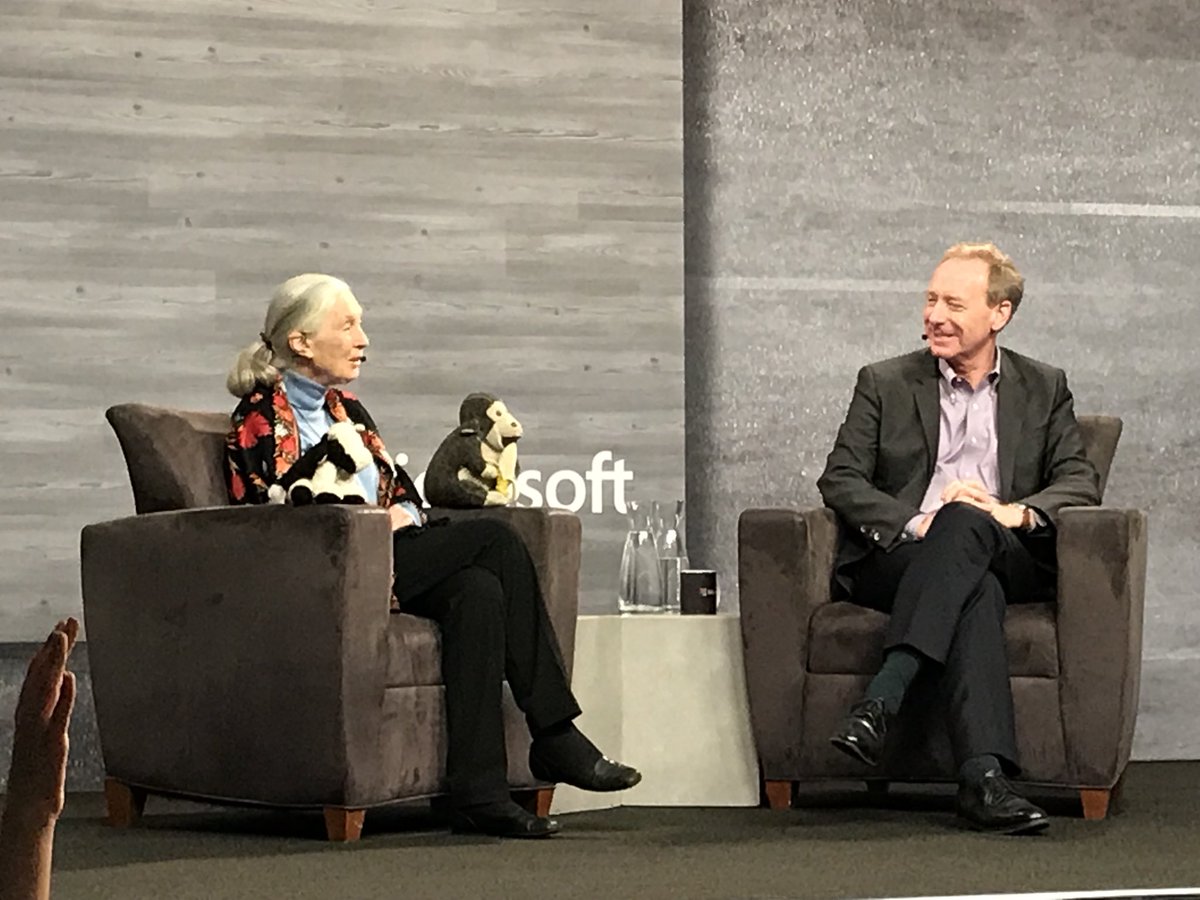 Carlos_Drews's tweet photo. Microsoft can help digitize the chimp research data and making it accessible to the world, and collaborate with @JaneGoodallInst conservation science program and with @RootsandShoots, explains Brad Smith at the fireside chat with #Janegoodall @MicrosoftLive. Thanks Microsoft! https://t.co/KxdUSemunm