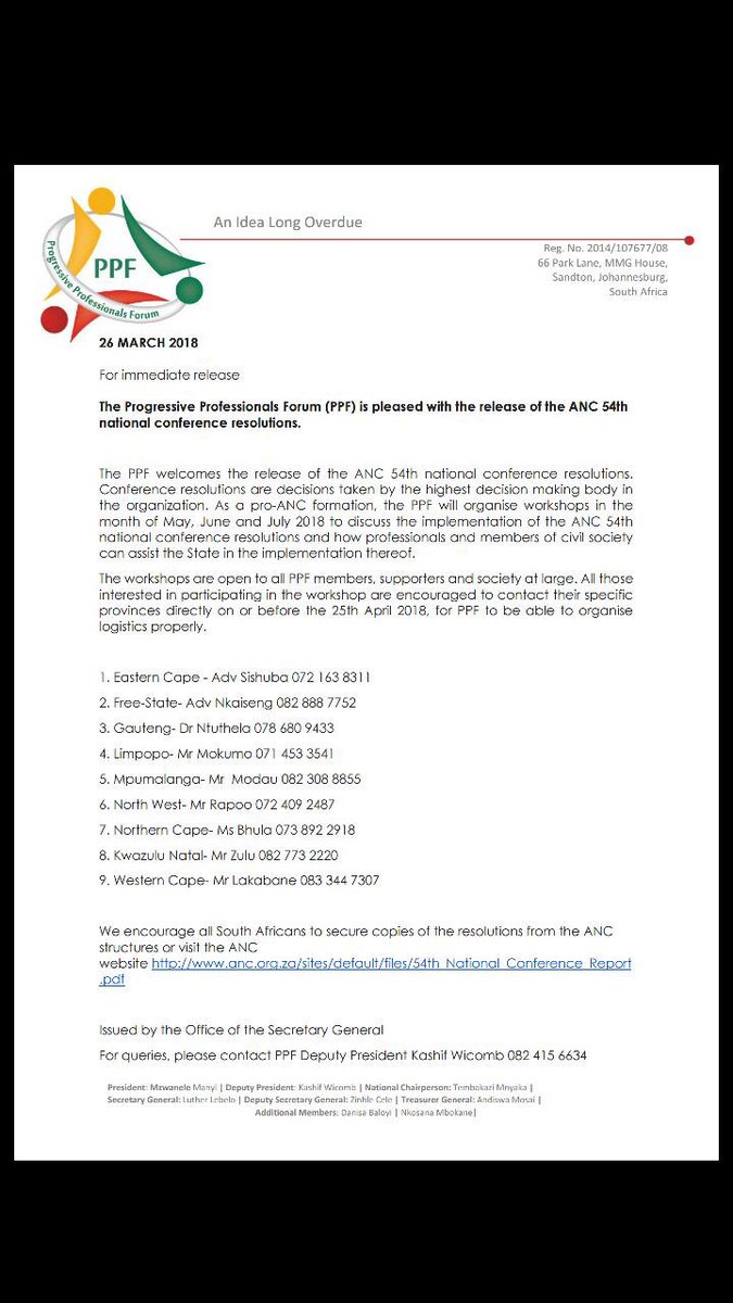 AbramLuruli's tweet photo. As we do our part as @PPF_SA  - getting professionals to engage on the ANC Conference Resolutions  @radebe_jeff @pulemabe @MbalulaFikile @MYANC @MyANC_Bophirima @ANCLimpopo @GautengANC @ANCFS @ANCKZN @ANCECape @ANCWomensLeague @SedikoR @MzwaneleManyi https://t.co/MVYnUhnoyp