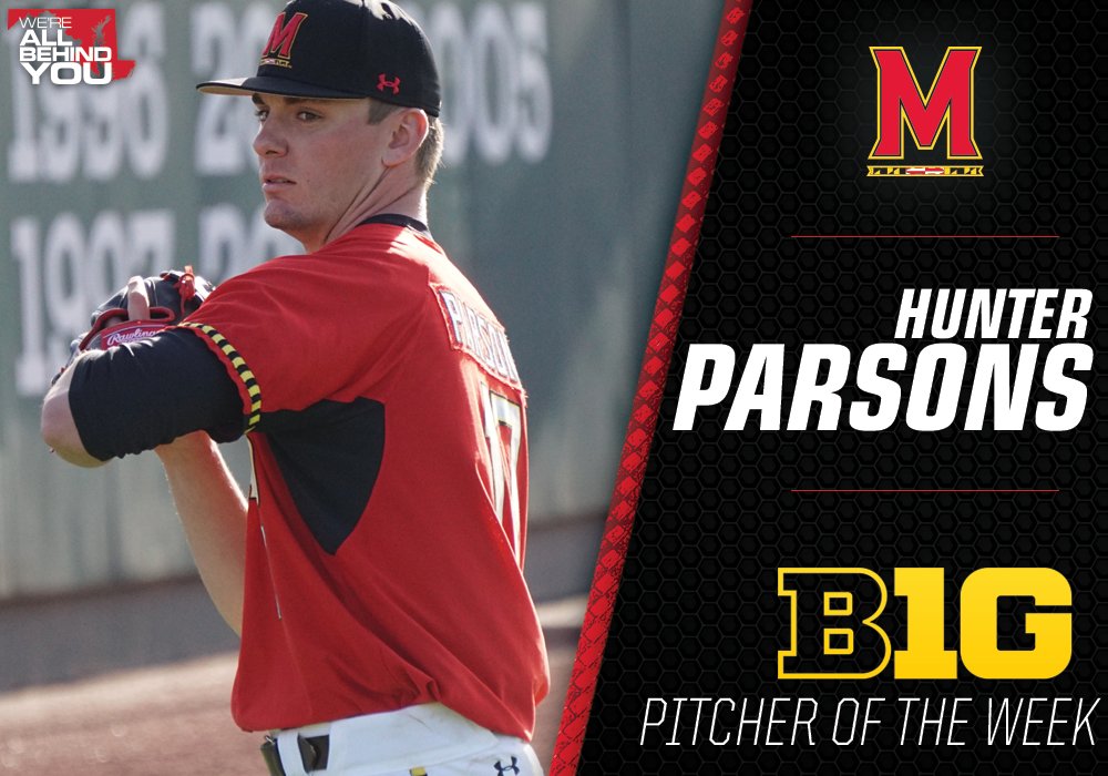 TerpsBaseball's tweet photo. Sunday, @hunt_parsons13 carved Stetson.

Monday, he is the Big Ten Pitcher of the Week!

#DirtyTerps https://t.co/CIqRHDbkwe