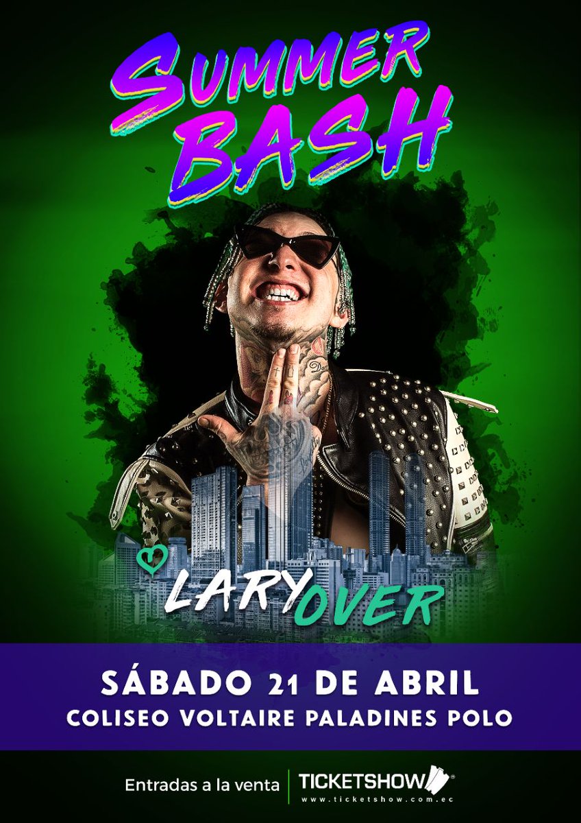 LaryOverMusicPR's tweet photo. Guayaquil, estaré en #SummerBash el 21 de abril! Entradas a la venta ahora: https://t.co/f9452taULa https://t.co/fFR9msenDK