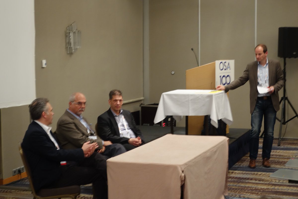 DrGregQuarles's tweet photo. Standing room only at #ExtremeLightInfrastructure Panel Discussion for @ELI_laser Future & Opportunities. Thanks from the @OpticalSociety to all #OSAHighBrightnessCongress attendees, panelists, & lead moderator, #OSAFellow Constantin Haefner @Livermore_Lab for engaging globally. https://t.co/wztK4PJ52P