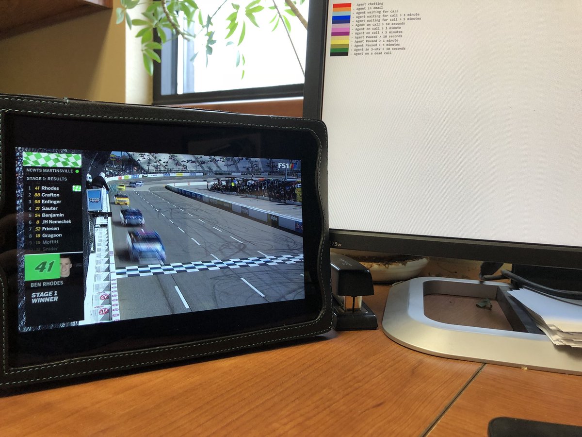 DeansSatellite's tweet photo. When you find out employees are watching the race while working as ‘product testing’. 🤦🏻‍♂️ #DIRECTV #app #nascar https://t.co/QsvK6A8Bbl