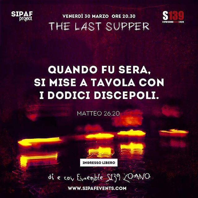 Sipafevents's tweet photo. Quando fu sera, si mise a tavola con i dodici discepoli. Matteo 26.20 con @s139art presso @sabaothloano 
#thelastsupper #sipaf #sipafproject #s139 #loano #igersloano #igersliguria #performance #ultimacena #evento #pasqua https://t.co/wUHTRGszrz