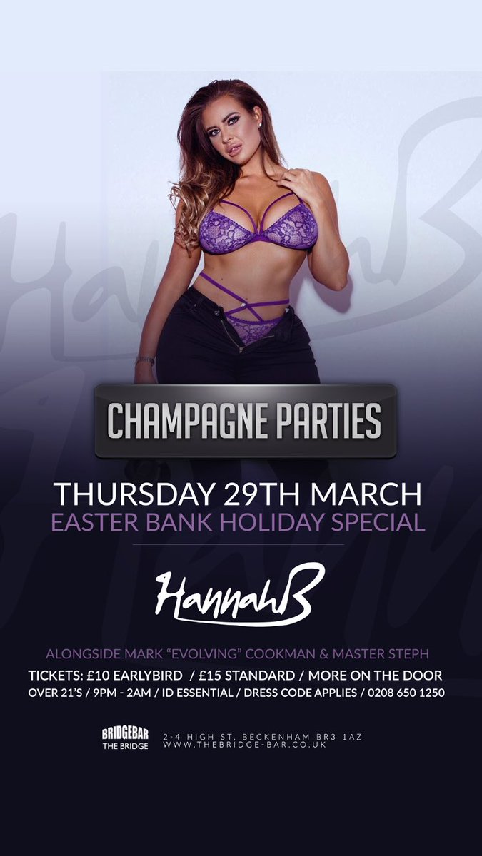 ChampagnePrties's tweet photo. DO NOT MISS. Champagne Parties This THURSDAY to start off your BANK HOLIDAY  weekend. @Thebridge_bar with the very special @DJHannahB @MichaelR001 https://t.co/prAV6esI0n