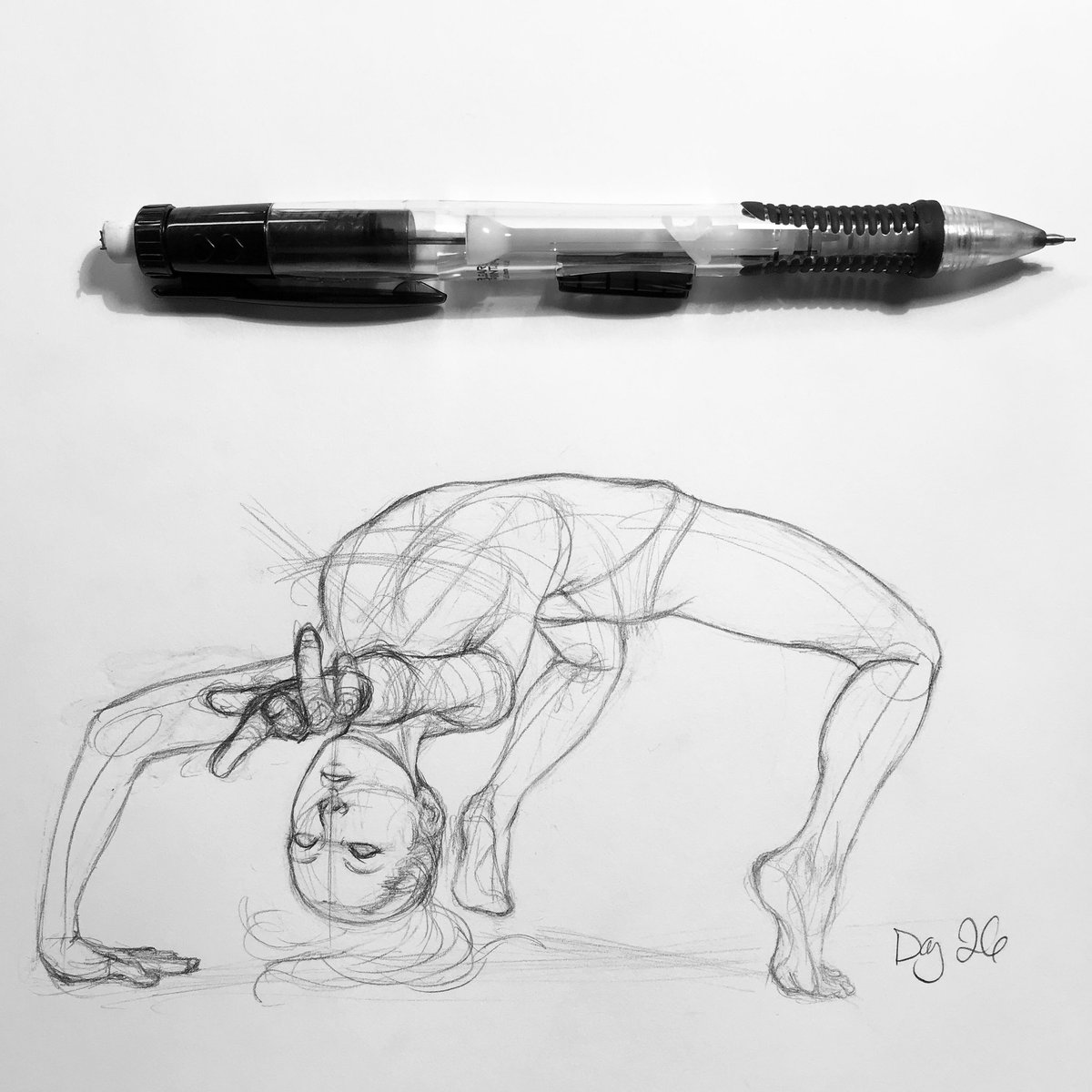 srj_art's tweet photo. #actiontrash Day 26! Ridiculous pose but I saw all that foreshortening & bending & had to try it. So much for giving myself a break with 1 character today... 1 hr! Because. That. Effing. Hand. Close enough.
#drawing #gestureposes https://t.co/NkQfXKl55M