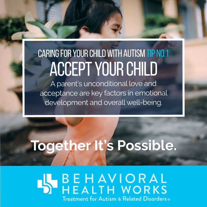 bhwcares's tweet image. Accept Your Child - A parent’s unconditional love and acceptance are key factors in emotional development and overall well-being (TIP#1)
#autismawareness #autismspeaks #bhwcares #BHWOneVoice #autism #TogetherItsPossible #TIP #love #acceptance #TIP2018