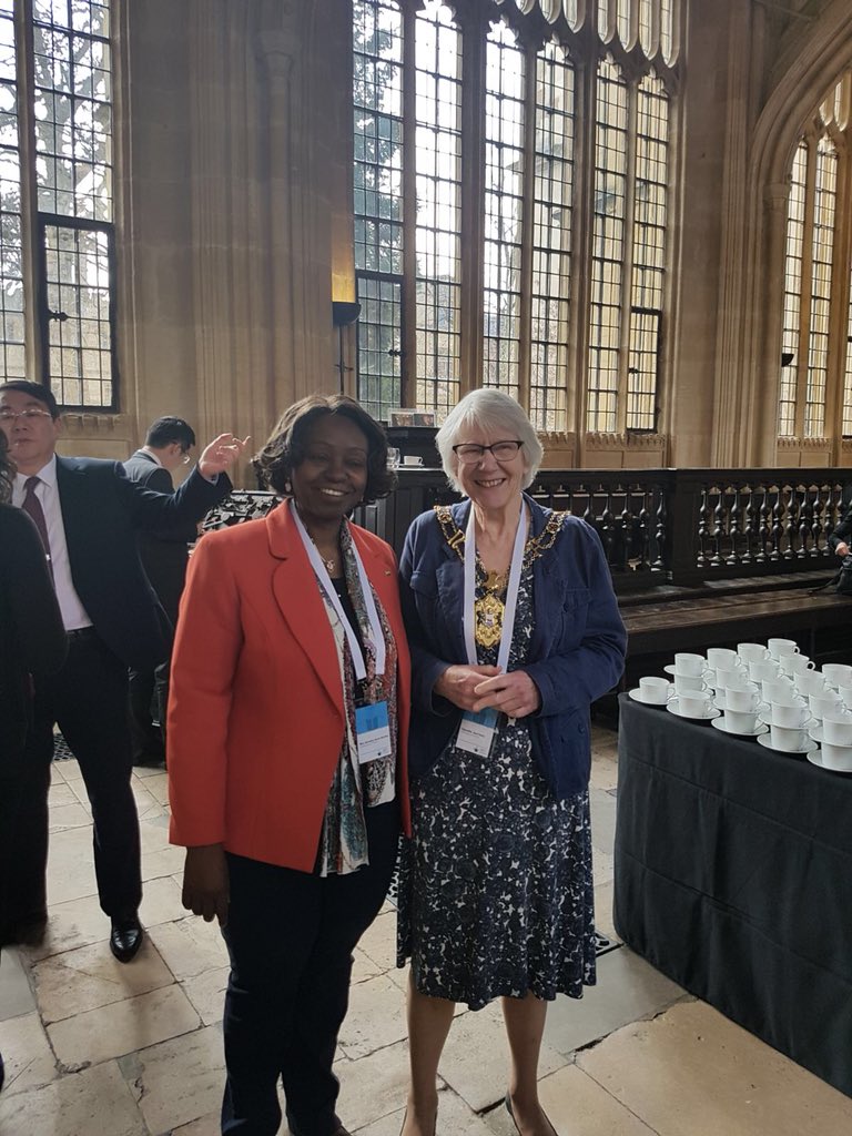 Gabon_UK's tweet photo. The Ambassador of #Gabon in UK this morning at the World Literacy Summit #WSL2018 in Oxford with the Princess Laurentien of Netherlands the Mayor of Oxford and colleagues Ambassadors https://t.co/FN4FKcZVmR