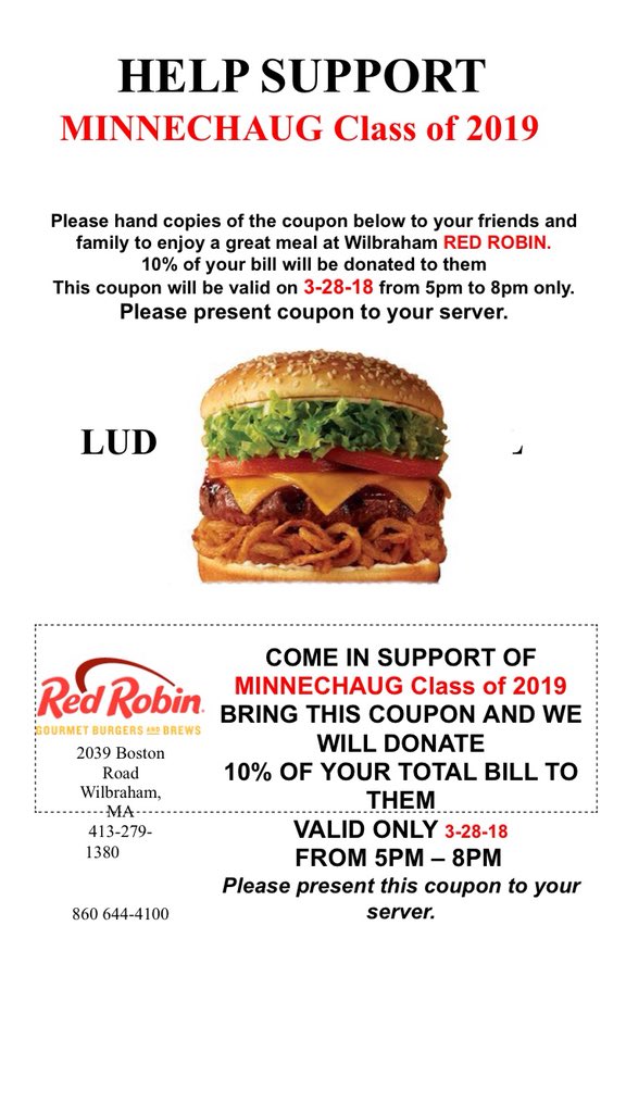 Alright everyone, dine out night to benefit our class on wedensday (3/28) at Red Robin! Come on by!🌸