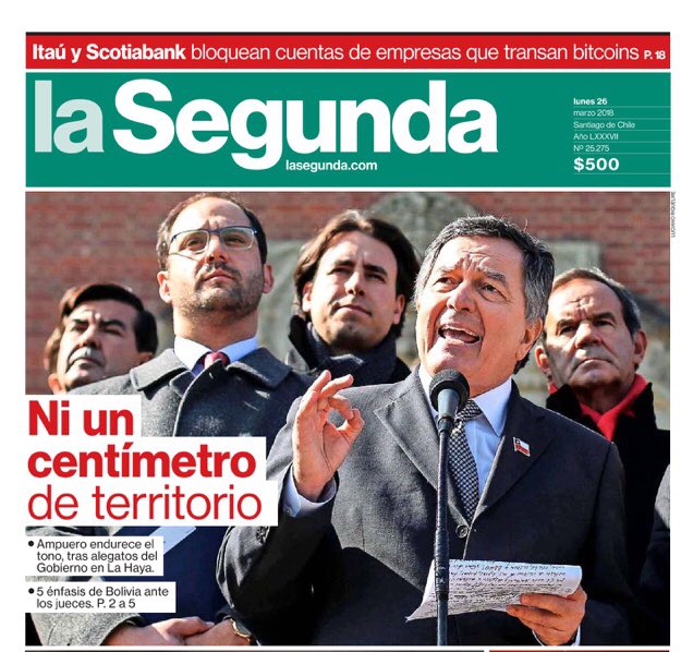 Muy bien Ministro <a href="/robertoampuero/">Roberto Ampuero</a> ! Fuerte y claro: ni un centímetro de territorio!! Chile 🇨🇱 es primero con toda integridad...