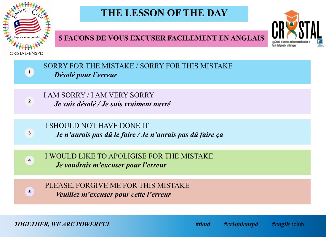 Fredmadj1's tweet image. Lesson of the Day
#English Club
#CRISTAL
#ENSPD