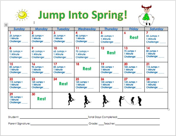 justybubPE's tweet photo. APRIL'S JUMP INTO SPRING Fitness Challenge! Complete with editable calendar and directions w/in the post! 3 Levels for ALL abilities! #physed #fitnesschallenge
https://t.co/vlECBJQyZk https://t.co/VXnZg75t8E