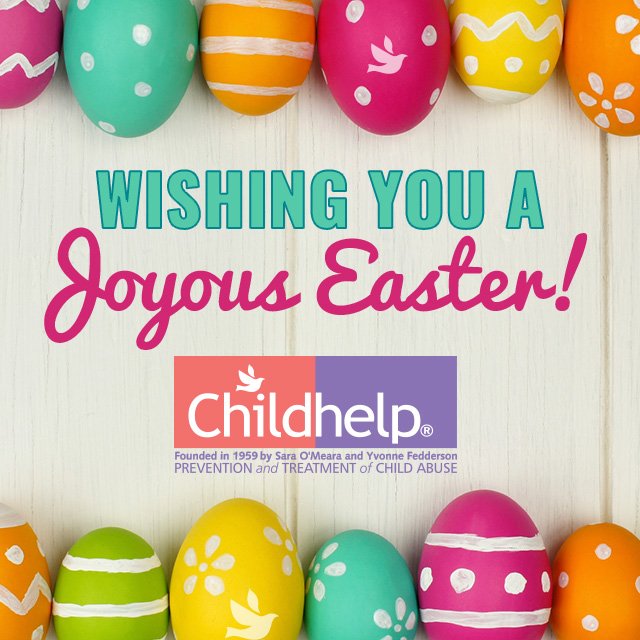 Happy Easter! As we begin National Child Abuse Prevention Month, we thank you for your support and wish everyone a joyous holiday. #ChildhelpImpact #CHshiningstars #lightandhope #happyeaster #nationalchildabusepreventionmonth