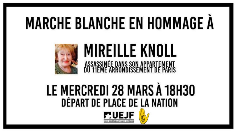 ARosencher's tweet image. Échapper au Vel d’Hiv ; rester, malgré tout. Vivre en Française. Et mourir en juive. Sous les insultes et les coups de couteaux. 
Cette fois, soyons nombreux. #MireilleKnoll