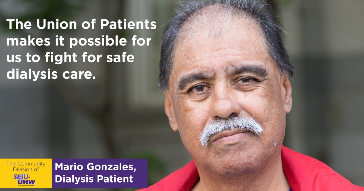 seiu_uhw's tweet photo. Mario Gonzales is continuing to fight for better dialysis care. You can join other healthcare advocates like him here: https://t.co/bkoKXBRVSq #HeartYourKidneys #UnionofPatients https://t.co/S3i6xHqMuN