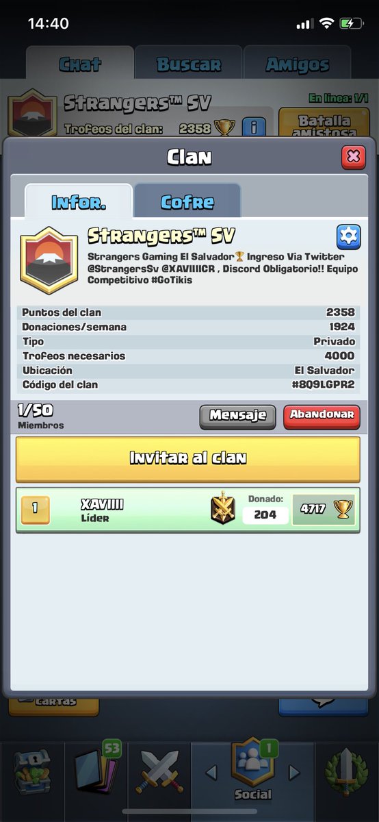 XAVIIII_Y's tweet photo. Ayer fue el último cofre del clan de Sv , fue un gusto ser su líder y a todos los chicos por apoyar el proyecto !!!  @STRANGERS_CR @StrangersSv https://t.co/8oU8WmWwzG