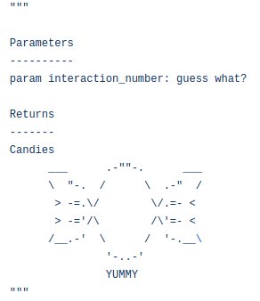 riceasphait's tweet photo. My favorite docstring ever <3  #lunaticgoats #recsys #recsys2017 https://t.co/cXsYw1IPWv