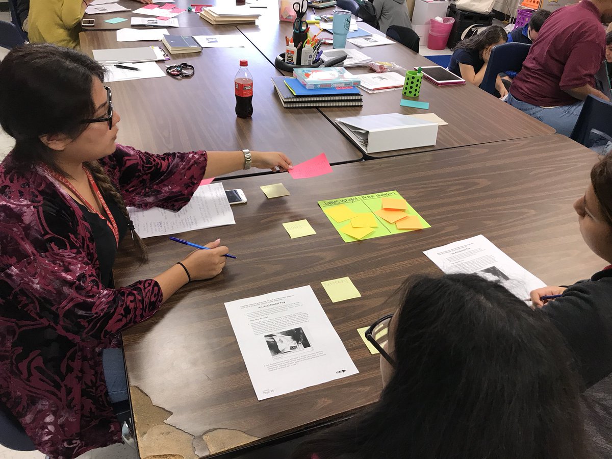 natwithherbooks's tweet photo. Practicing our shared experience for the week during our PLC labsite! Loving that teachers brought their charts, stickyโs, and annotated articles as a guide for their practice! #AldineLit #PrepOverPractice #FallingInLoveWithCloseReading #tcrwp #stehLIT https://t.co/FFzPZX43ax