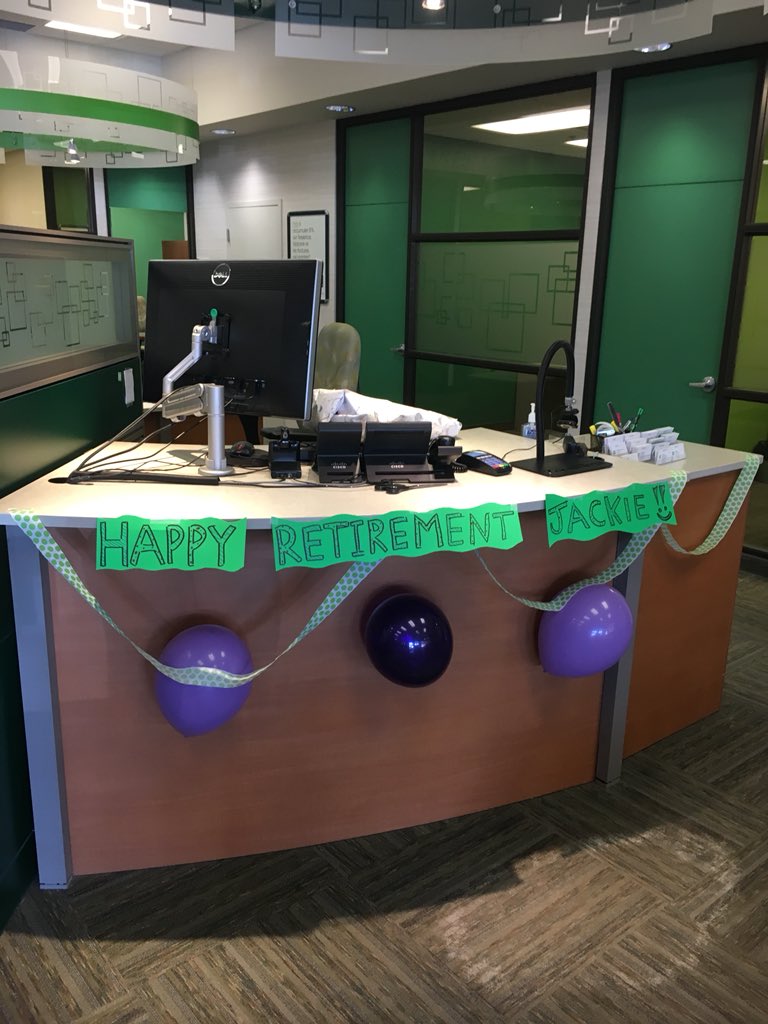 bradleya007's tweet photo. Happy Retirement Jackie! To an amazing 35 years. It was a privilege to have worked with you! #retirement #YouMakeTD #we’llmissyou https://t.co/UEhrynFulU